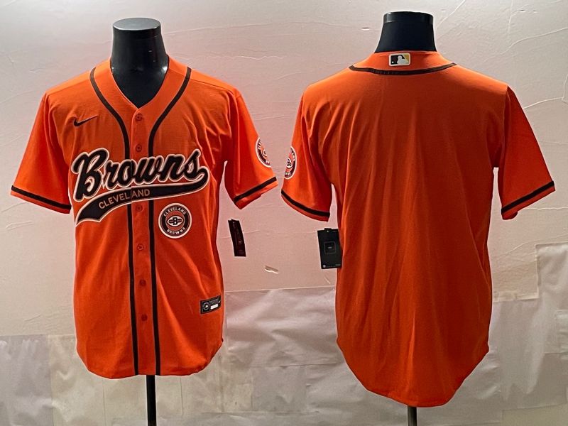 Men 2025 Cleveland Browns Blank Orange Joint Name Nike Limited NFL Jersey style 3